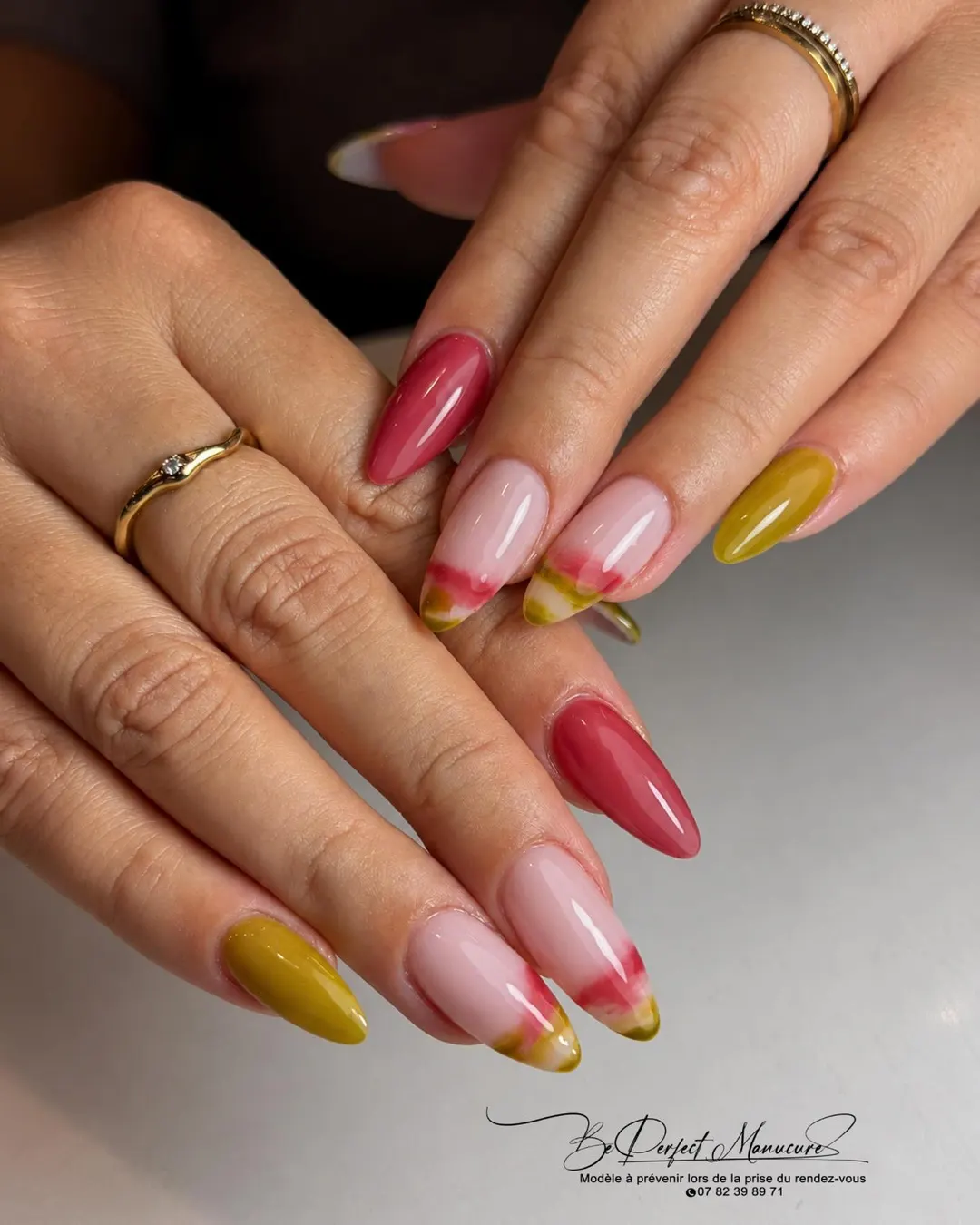 French colorée rose et moutarde